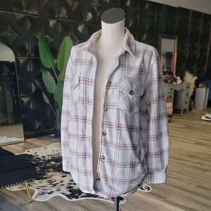 Thread & Supply White And Browns Plaid Utility Jacket